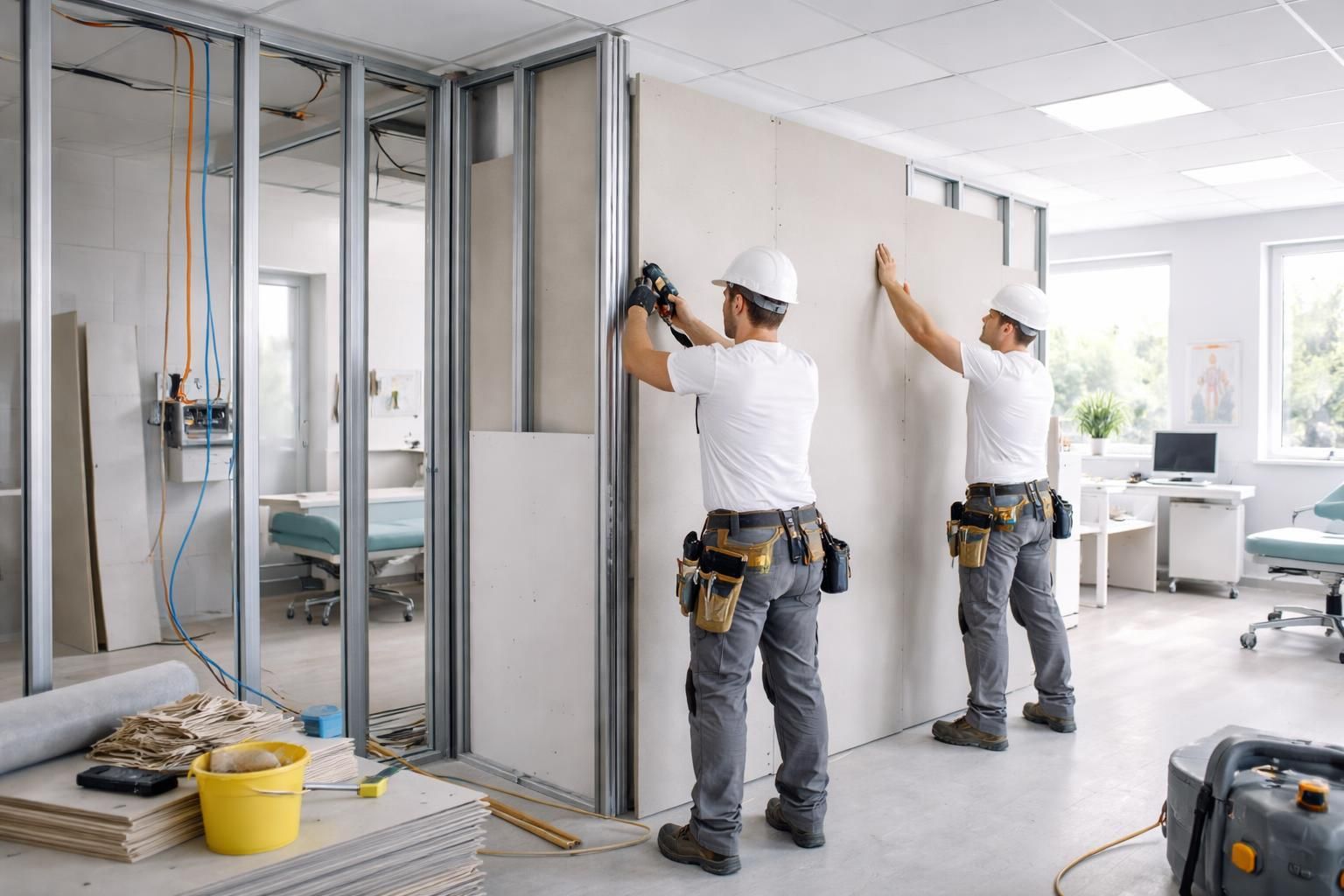 aménagez votre cabinet médical avec des artisans plaquistes et électriciens certifiés pour un environnement professionnel sûr, fonctionnel et conforme aux normes.