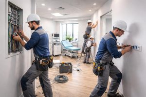 optimisez l'aménagement de votre cabinet médical grâce à des artisans plaquistes et électriciens certifiés, garantissant qualité et conformité pour un espace professionnel fonctionnel.